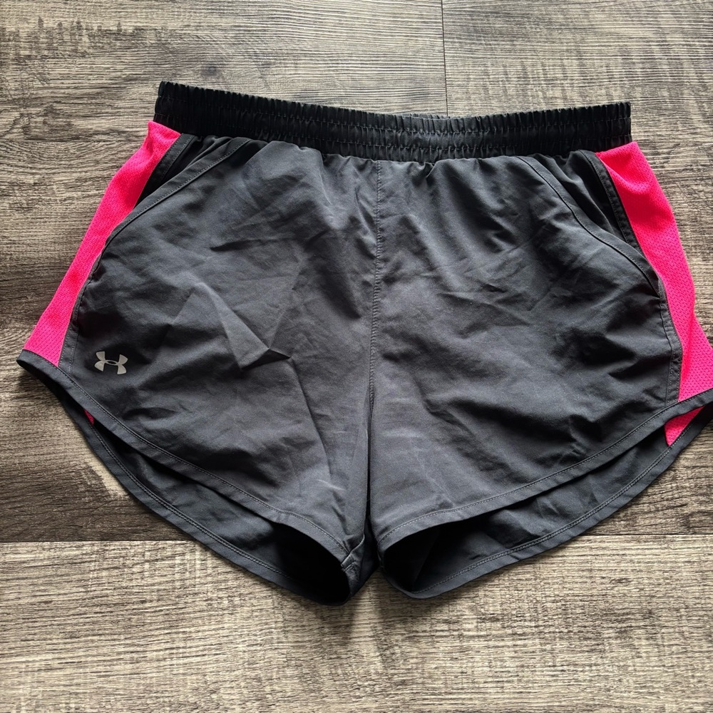 Under Armour Women’s Running Shorts - Dark Grey and Pink - Size Small - pockets